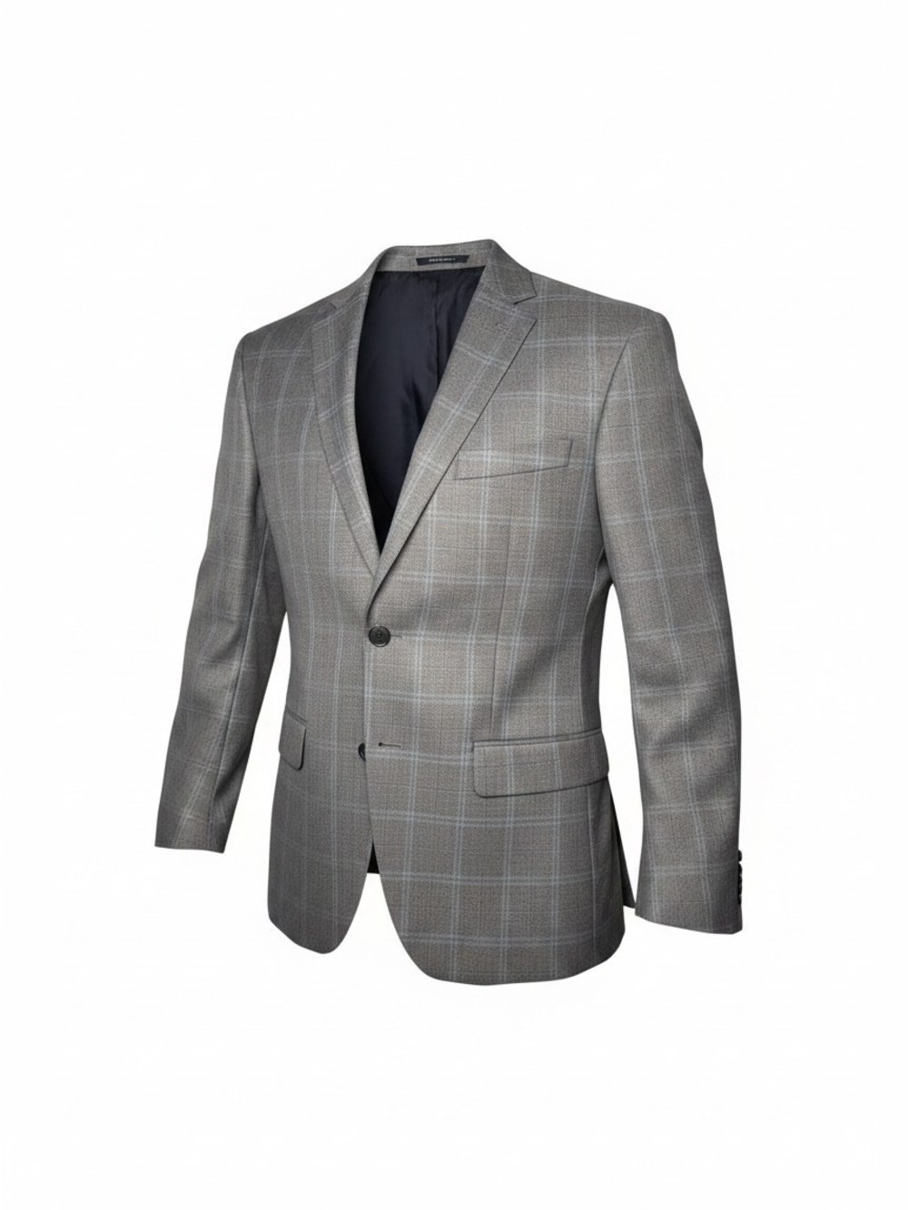 Michael Kors Mens Grey Plaid Sport Coat Blazer Jacket Navy Lining Modern Fit 42